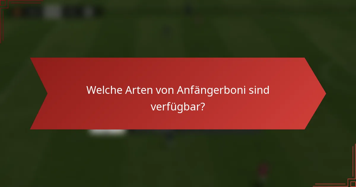 Welche Arten von Anfängerboni sind verfügbar?